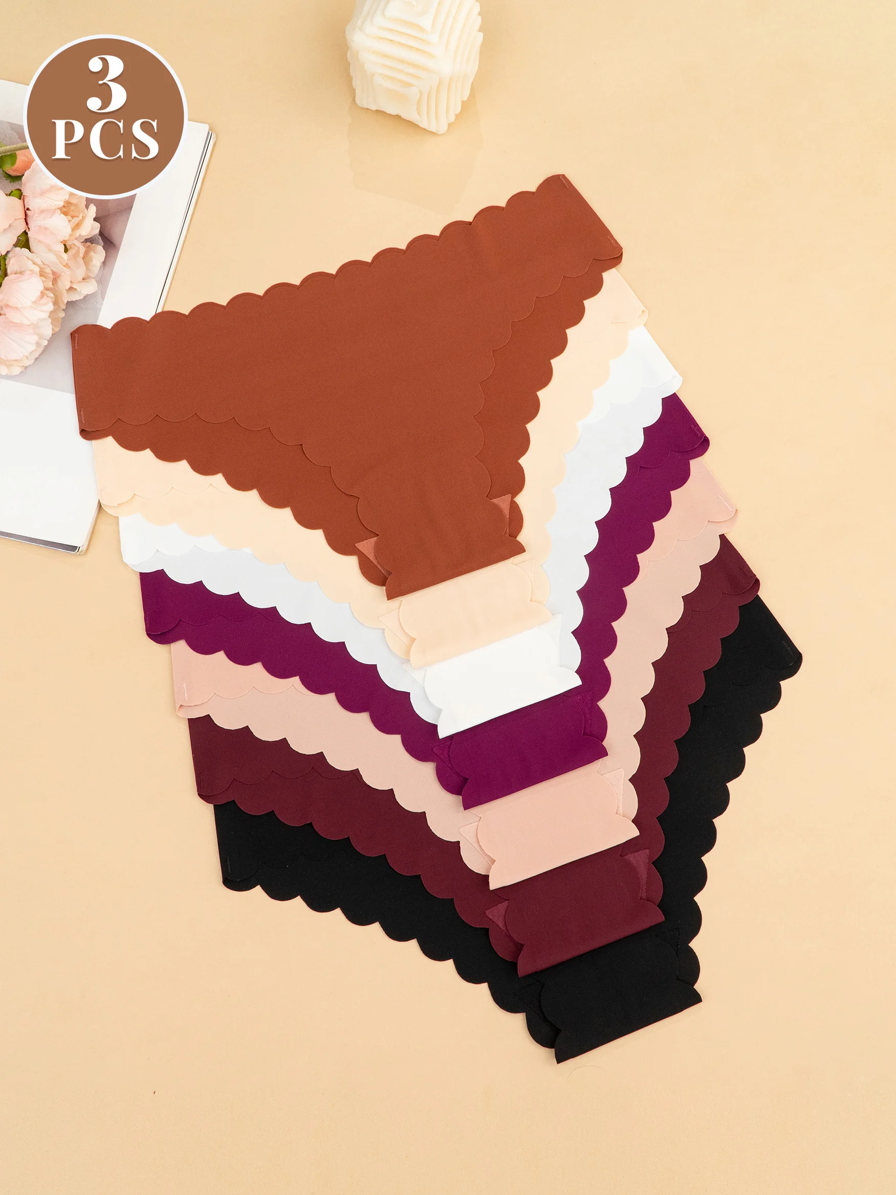 3 قطع سراويل داخلية مثيرة متعددة الألوان، سراويل داخلية بيكيني قابلة للتمدد وقابلة للتنفس متوسطة الارتفاع، ملابس داخلية نسائية وملابس داخلية