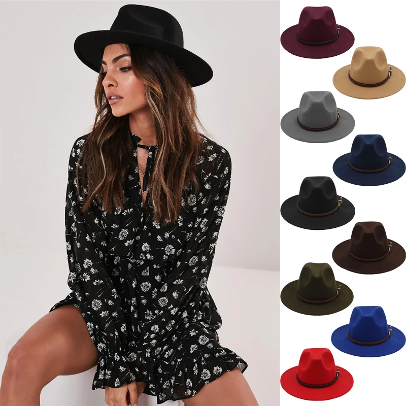 2 dimensioni Genitore-bambino Uomo Donna Cappelli Panama di lana Cappellini Fedora a tesa larga Trilby Sunhat Classico retrò Party Travel Street Style