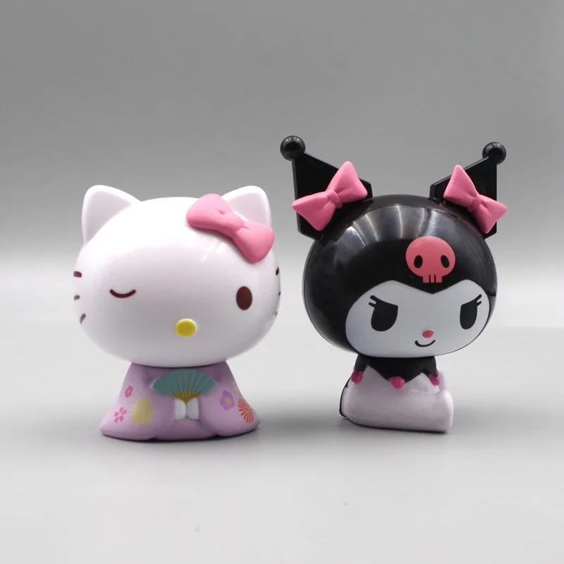 Sanurgente Hello Kitty Kuromi Melody Anime Action Figure, Décoration de chambre de gâteau au beurre, Cadeaux pour enfants, Mignon