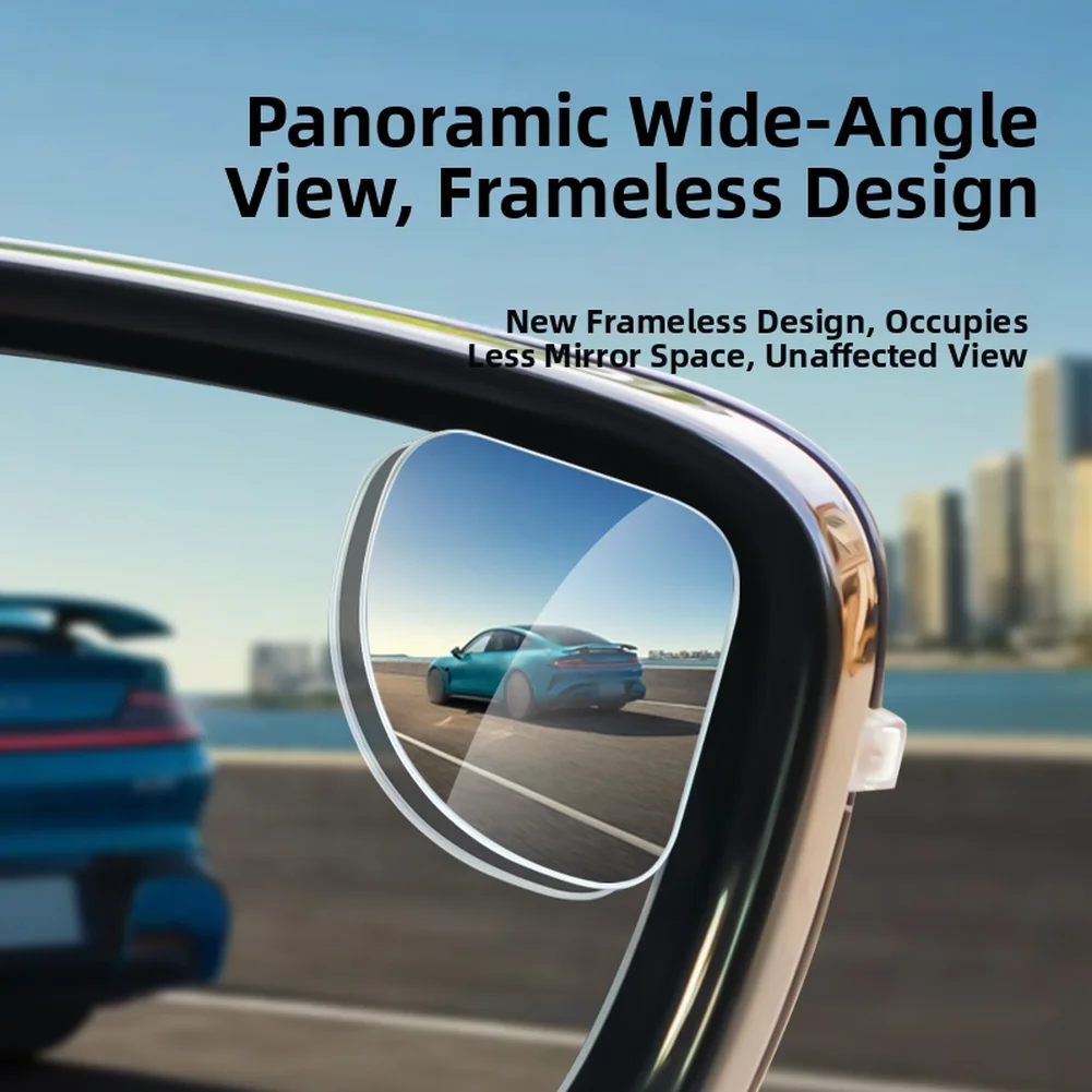 2pcs Glass Blind Spot Rearview Mirror Kit for Cars with 360 Degree Rotatable Stem to Aid in Detecting Vehicles in Adjacent Lanes