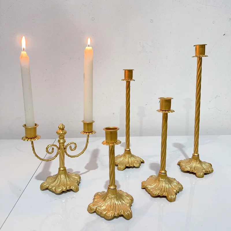 

Mutihome 2026European Baroque Retro Iron Cone Candlestick Classic Single Gold Candle Cup Wedding Banquet Decoration Candleholder