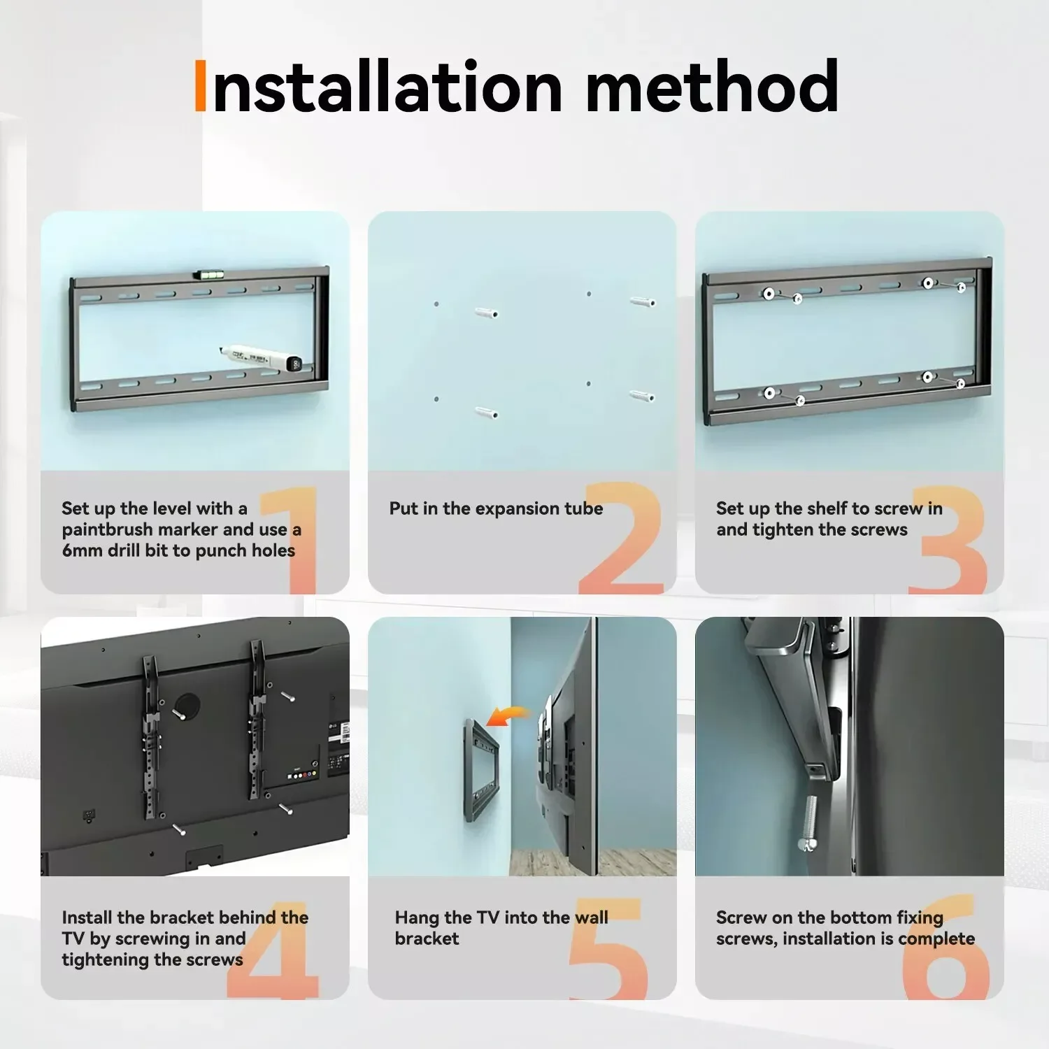 Fixed TV Wall Mount Monitor Holder Adjustable TV Bracket Tilt Television Support 32 37 40 42 43 46 47 50 52 55 60 65 70in Screen