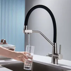 Kitchen Sink Faucet Tap Pure Water Filter Mixer Crane Dual Handles Purification Kitchen Hot and Cold Faucet