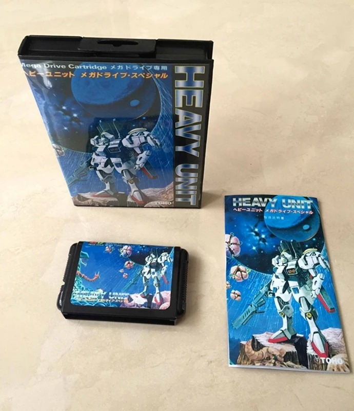 Heavy Unit Game Card com Caixa Japonesa e Manual, Sega Megadrive, Genesis System, 16 Bit