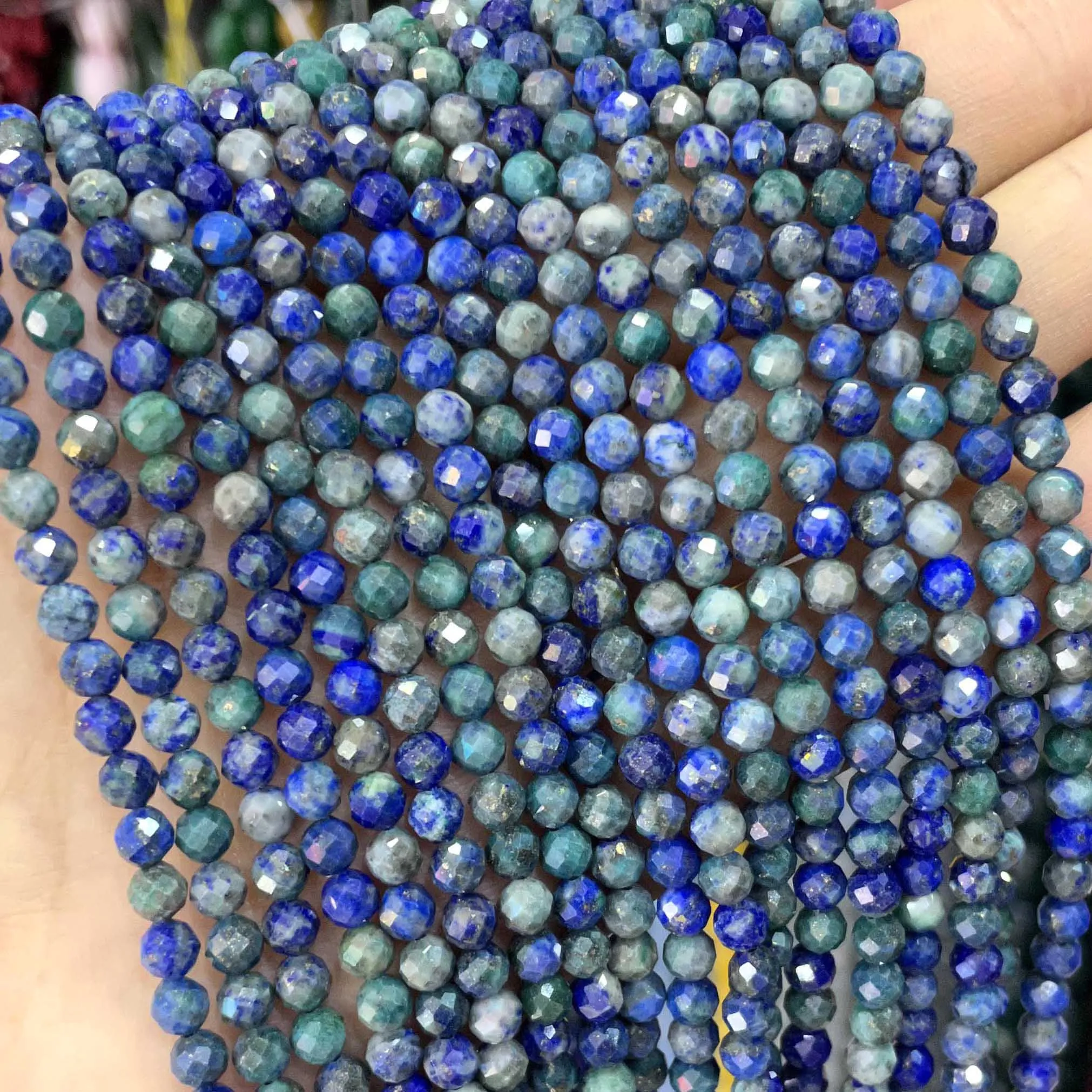 2 3 4MM Natural Stone Gem Faceted Chrysocolla Loose Spacer Beads For Jewelry Making DIY Bracelet Earrings Accessories 15''