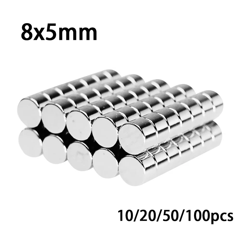 Small Round Magnets 8x5mm NdFeB Neodymium Powerful Disc Imanes 10/20/50/100pcs Powerful Magnets for DIY Craft Office Kitchen Fix