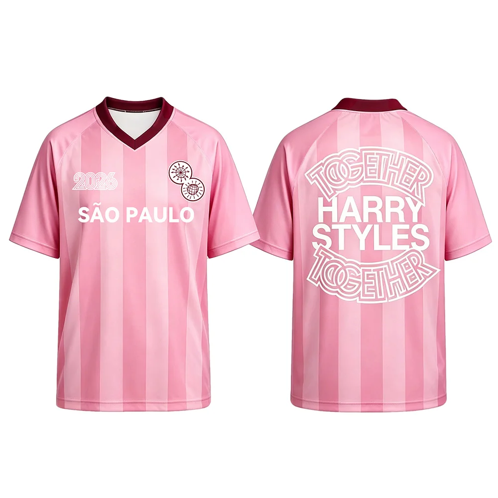 Unisex Streetwear Together, Together Harrystyles Jersey Football Tee Summer Loose V-neck Male T-shirt Casual Design Print Shirts