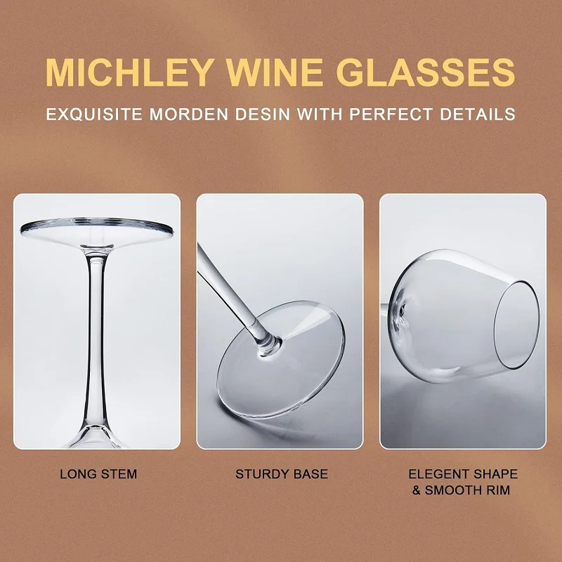 MICHLEY 2/4/6PCS Set Tritan Plastic Wine Glass Unbreakable Transparent Red Wine Juice Drink Big Wine Glass Suitable For Wedding