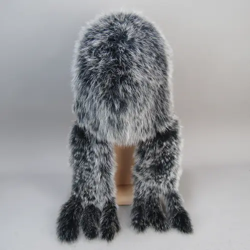 Luxury Knit Genuine Fur Caps Muffler Winter Thick Women 100% Natural Fox Fur Hat Scarves Lady Warm Fluffy Real Fox Fur Hat Scarf - Image 4