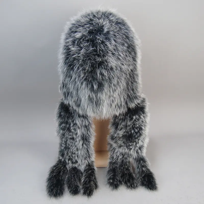 Luxury Knit Genuine Fur Caps Muffler Winter Thick Women 100% Natural Fox Fur Hat Scarves Lady Warm Fluffy Real Fox Fur Hat Scarf - Image 4