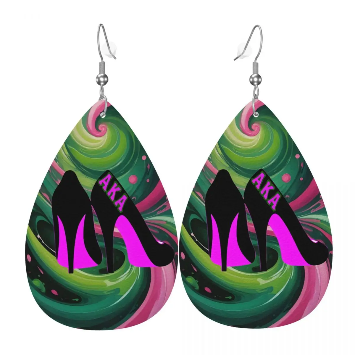 

Custom AKA Sorority Leather Teardrop Earrings Fashion For Women Jewelry Accessories For Valentine's Day