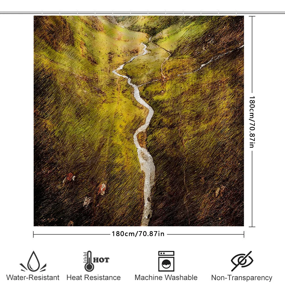 الحمام دش الستار الأزهار خمر الطبيعة النباتية مزرعة ديكور ريفي قابل للغسل مقاوم للماء المنسوجات المنزلية #6