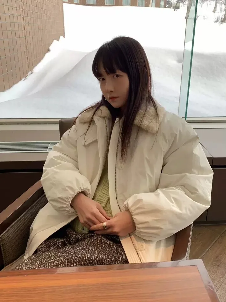 

Свободное женское хлопковое пальто с меховым воротником и молнией, весна 2026, корейский стиль, модное повседневное пальто с длинными рукавами