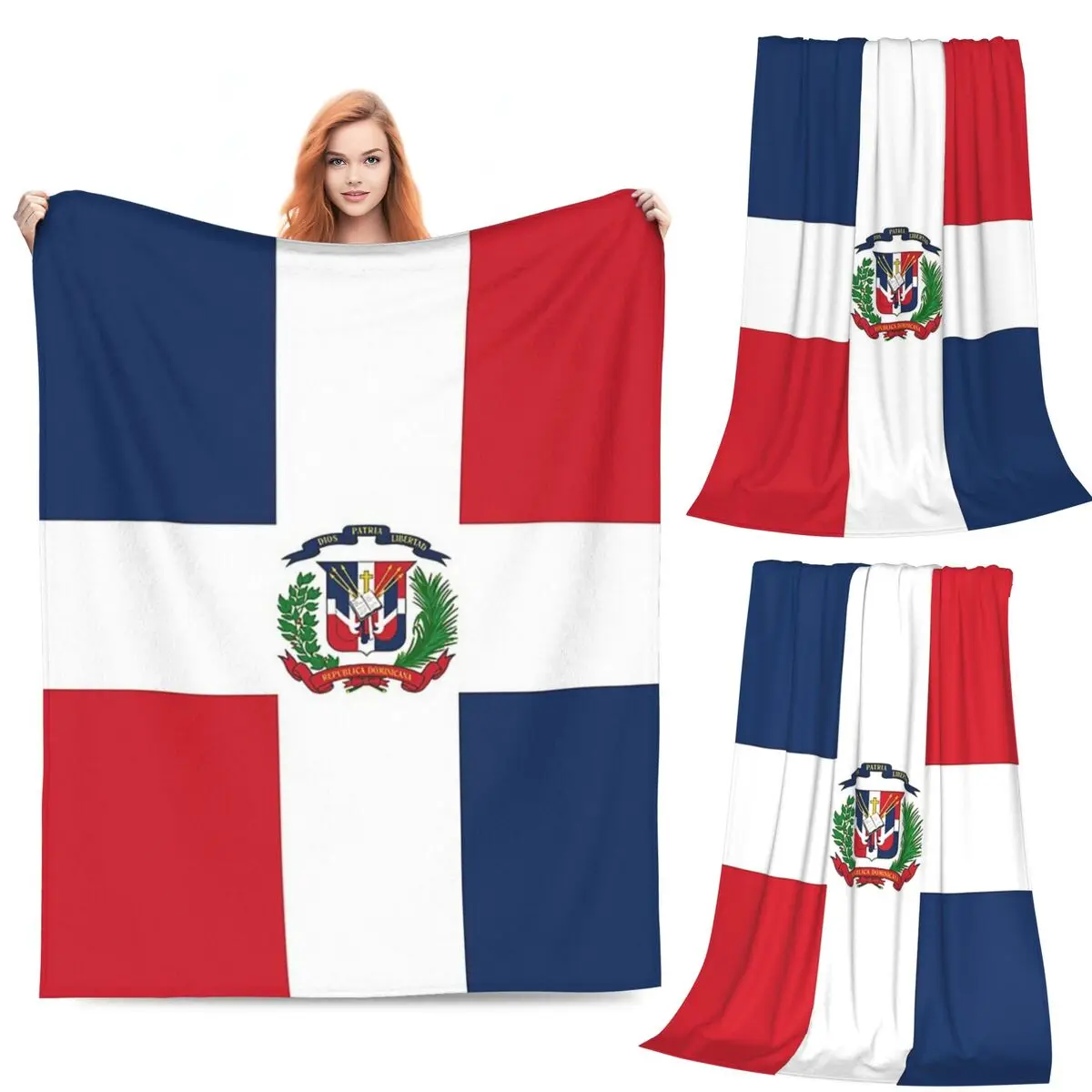Dominican Republic Flag Gifts, Stickers And Other Products Blankets Fleece Sofa Warm Throw Blankets for Home Bedroom Outdoor