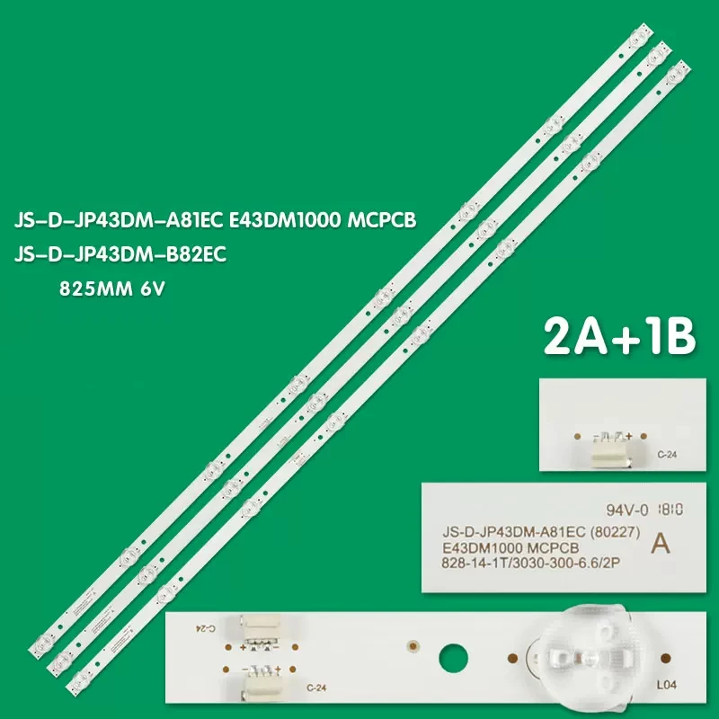 

3pcs/set 8LED(6v) LED backlight strip for JS-D-JP43DM-A81EC B82EC BBK 43LEM-1043/FTS2C 43LEM-5043/FTS2C 43LEX-5058/FT2C 100%NEW