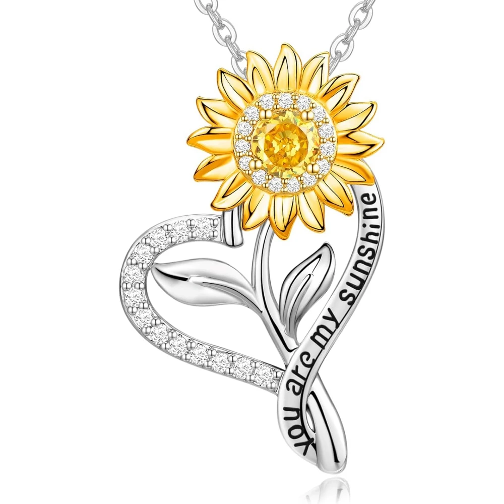

plata 925 sunflower pendant 18K gold plated Inlaid with zirconGive mom a birthday gift for your girlfriend Women's jewelry