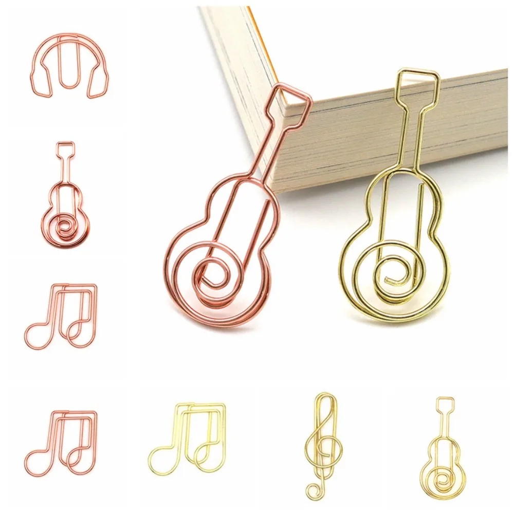 10pcs Metal Memo Music Note Paper Clips Clip-on Music Note Metal Paper Clips Guitar Index Bookmark Creative Bookmark Clip Office