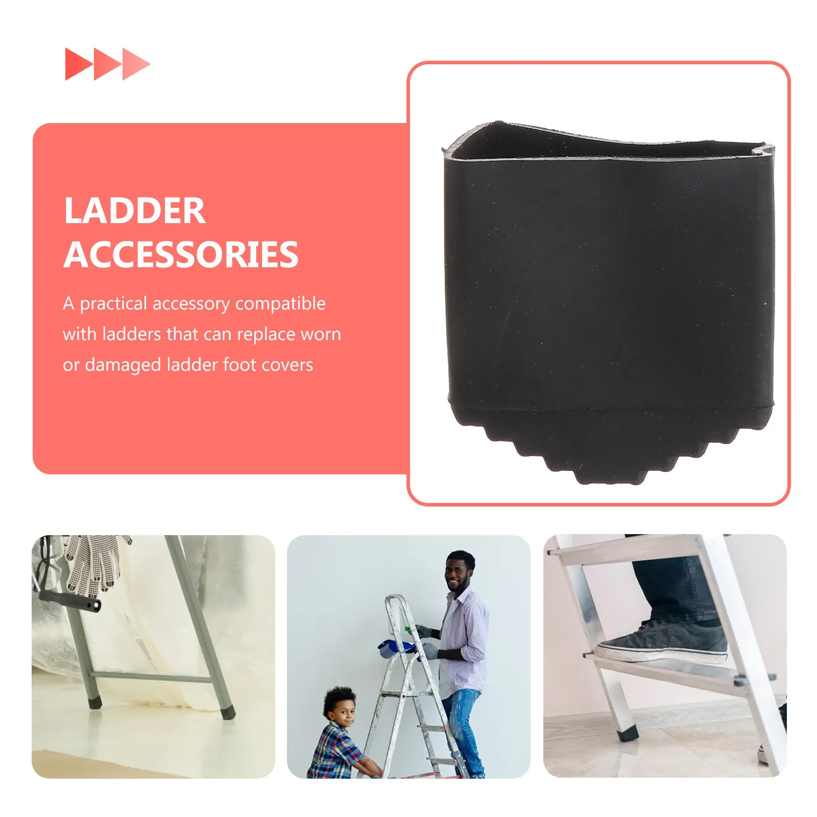 2Pcs Folding Ladder Anti-Slip Covers Ladder Leg Rubber Pad Non-Skid Feet Protector for Home Garage Workshop Floor Safety Stable