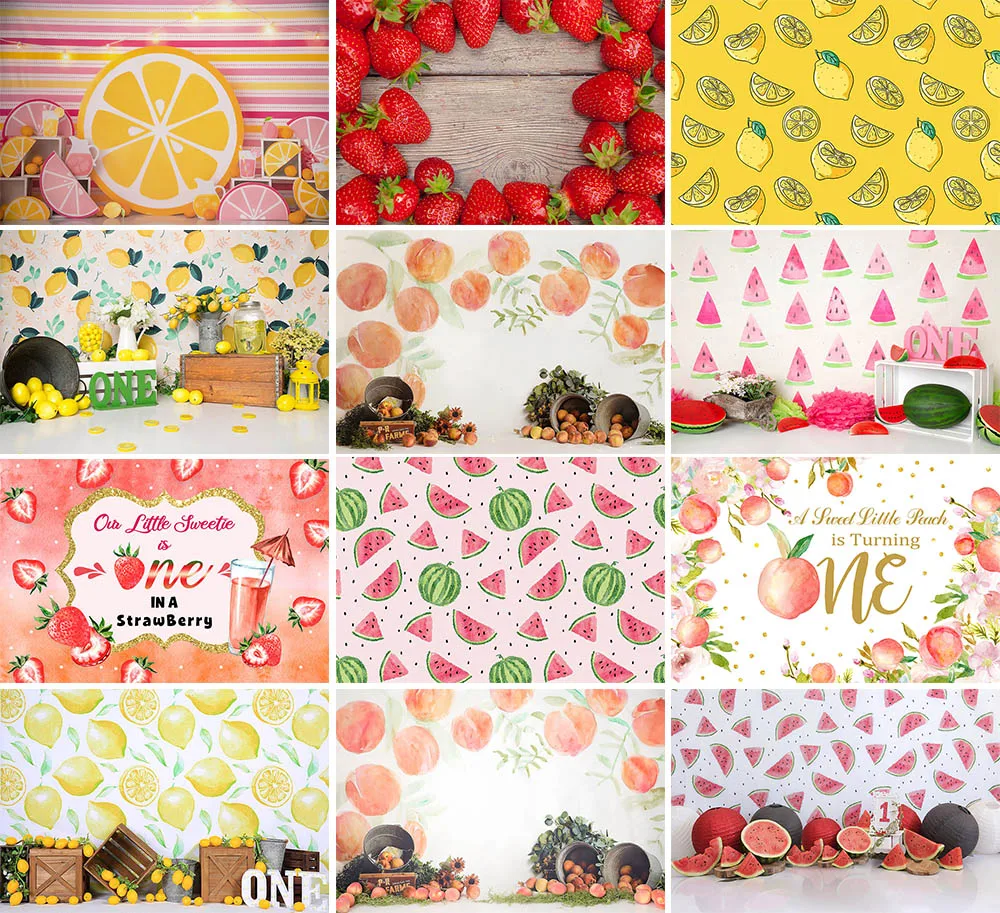 

Mehofond Summer Fruit Lemon Peach Watermelon Stand Market Photography Backdrop Children Birthday Party Background Photo Studio