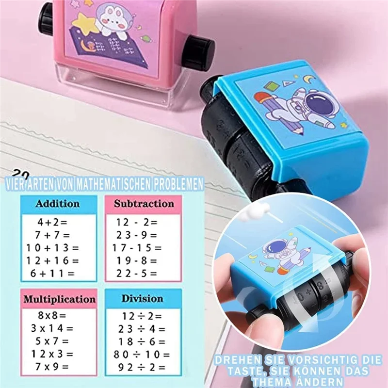 Math Roller Stamp - 4PCS Roller Digital Teaching Stamp(Addition, Subtraction, Multiplication and Division) ST