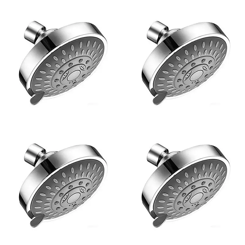 

4X Shower Head, High Pressure 5 Settings Showerhead With Adjustable Swivel Ball Joint