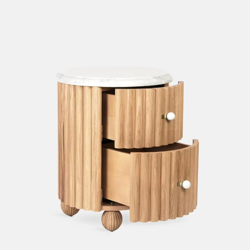

Natural Wooden Bedside Table Modern Bedside Table Wooden Drawer Bedside Table Marble Top