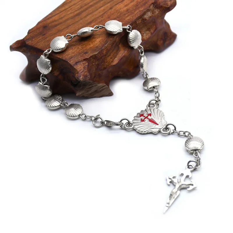 Santiago Metal Shell Rosary Cross Bracelets For Men Women