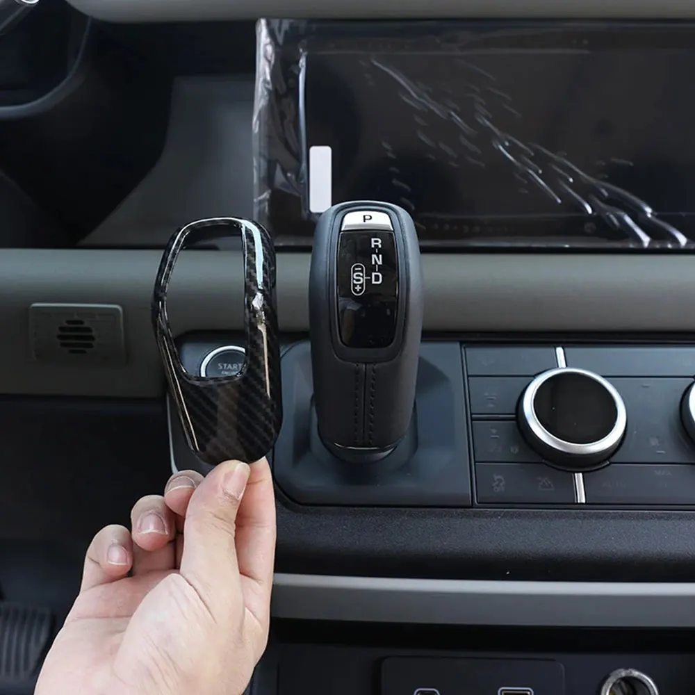 

Для Land Rover Defender 90 110 20-23 ABS углеродное волокно/серебро/дубовое дерево, крышка переключения передач, накладка на головку, наклейки, автомобильные аксессуары