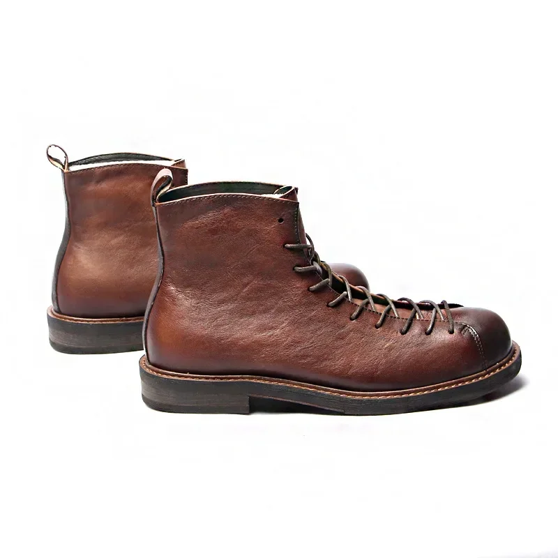 

Luxury Handmade Designer Men Chelsea Boots Brand Retro Genuine Leather Men Riding Boots Comfortable Shoes for Men Ankle Boots