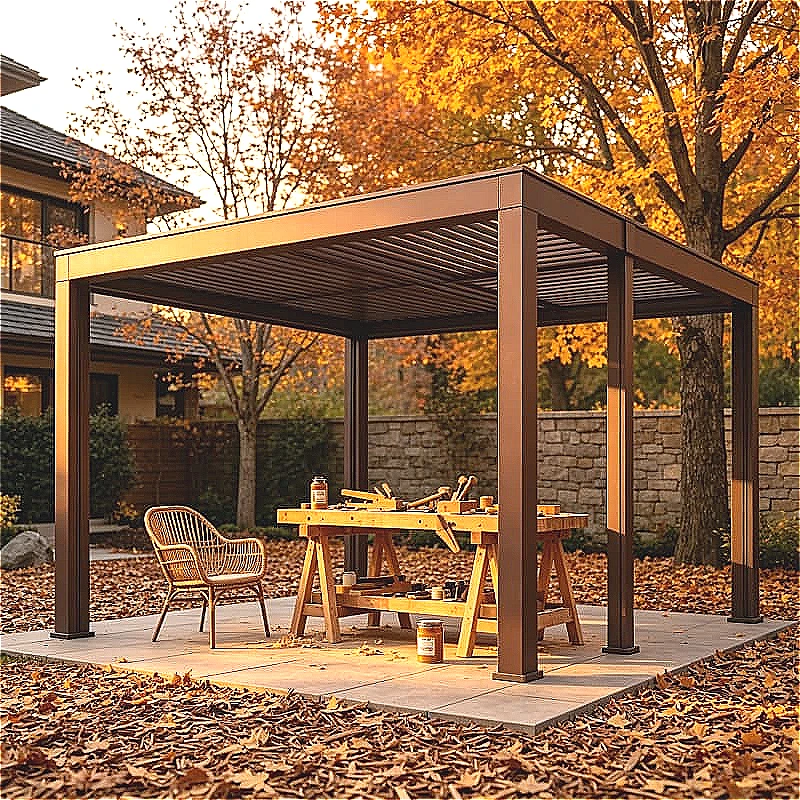 BBQ Area Pergola 3x6m Aluminum Motorized Louvered Waterproof Roof For Patio Garden Backyard Carport Shade Customized