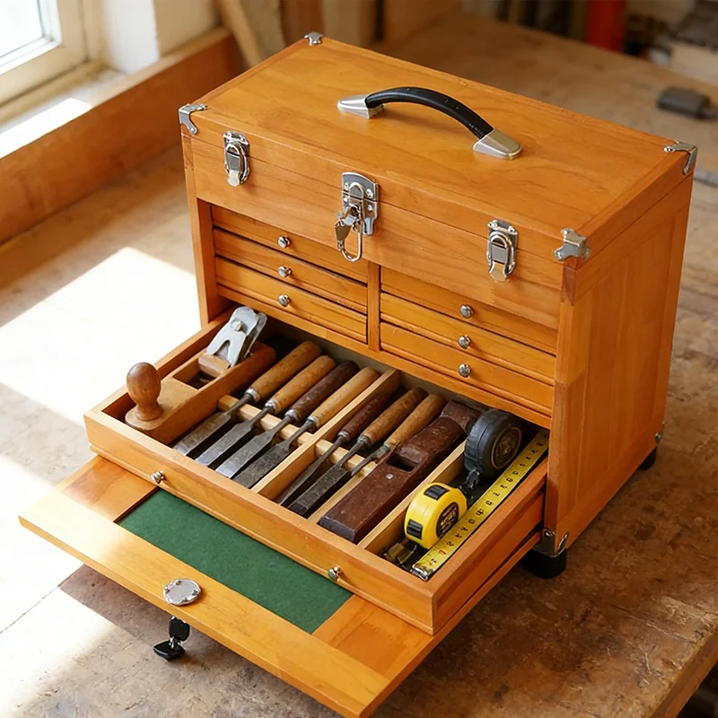 Newest Design Modern Outdoor Home Office Portable Solid Wood Durable Eco-Friendly Toolbox Organizer Hardware Storage Tool Box