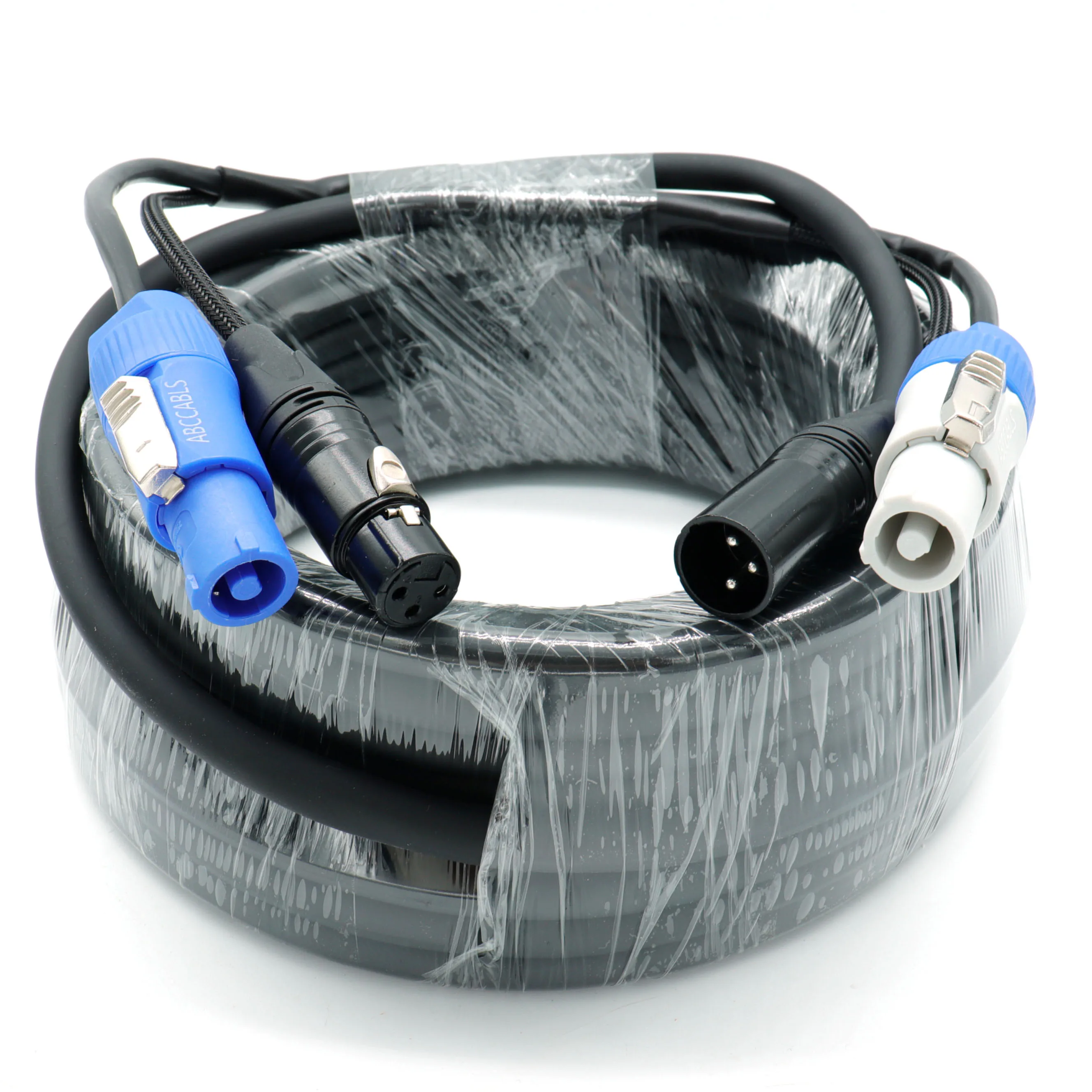 DMX PowerCon Combo Cable 3Pin XLR 1m 2m 3m 5m DMX512 Stage Lighting Cable for Led Screen Moving Head DJ Disco