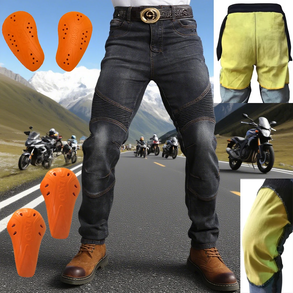 

Motorcycle jeans Men Kevlar protection Off-Road Motocross trousers Aramid Moto leisure riding pants TZ-03