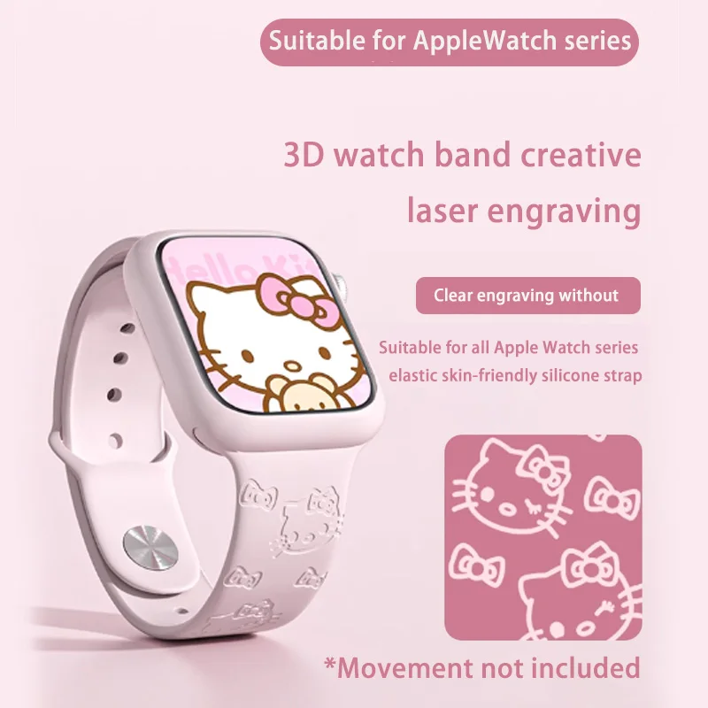 Hello Kitty Series  Apple Watch Engraved Cartoon Print Apple Silicone Replacement Band Hot off the shelf inventory Cartoon Cute