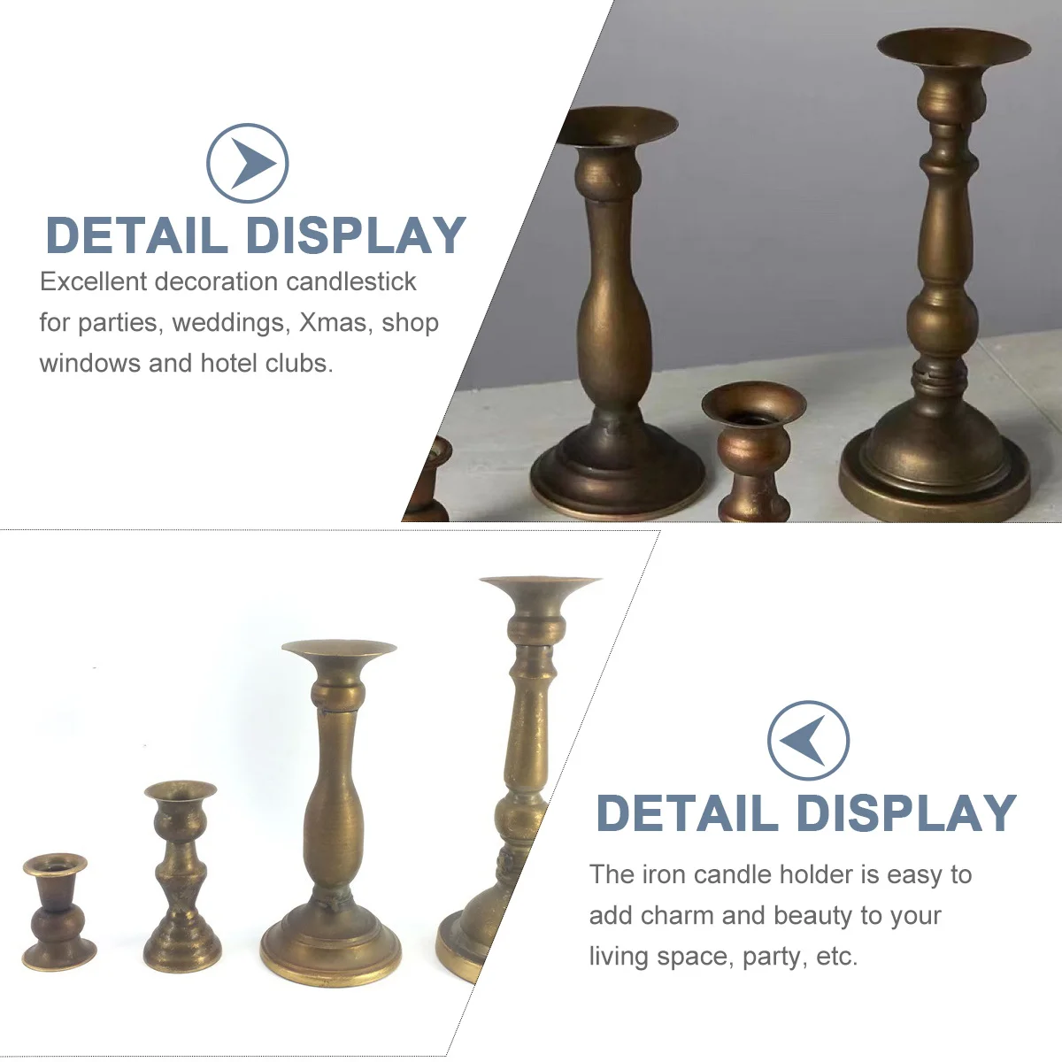 

Iron Holder Elegant Retro Style Decorative Candlestick Holder for Bedroom Living Room Party Holders for Table