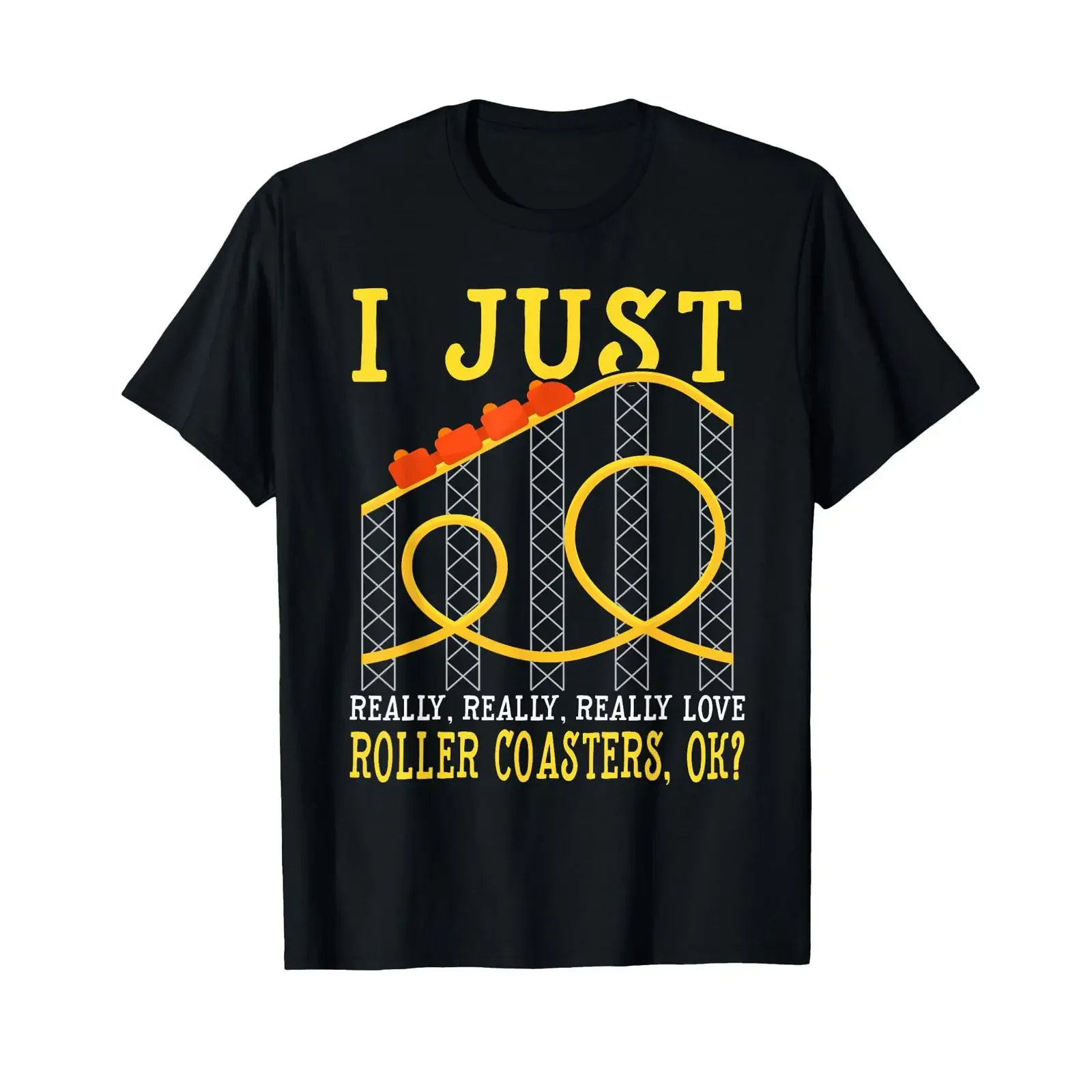 Cute Theme Park T Shirt I Love Roller Coasters vintage Washed streetwear fashion Stretched Unisex Comfortable Stylish