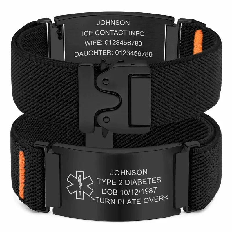 Personalisiertes Nylon-Medizinarmband mit Lasergraviertem Medizinischem Notfall-ID-Tag und Sicherer Fallschirmschnalle