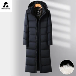 Winter New Men's Down Jacket Light Luxury Business Long Knee-length Thickened 95% Duck Down Parka British-style Warm Hooded Coat