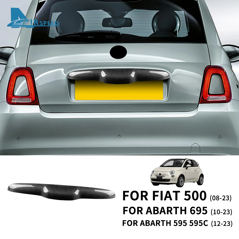 

Real Hard Carbon Fiber Sticker For Fiat 500 08-23 Abarth 595 2012-2023 Abarth 695 2010-2023 Rear Trunk Lid Tailgate Handle Cover