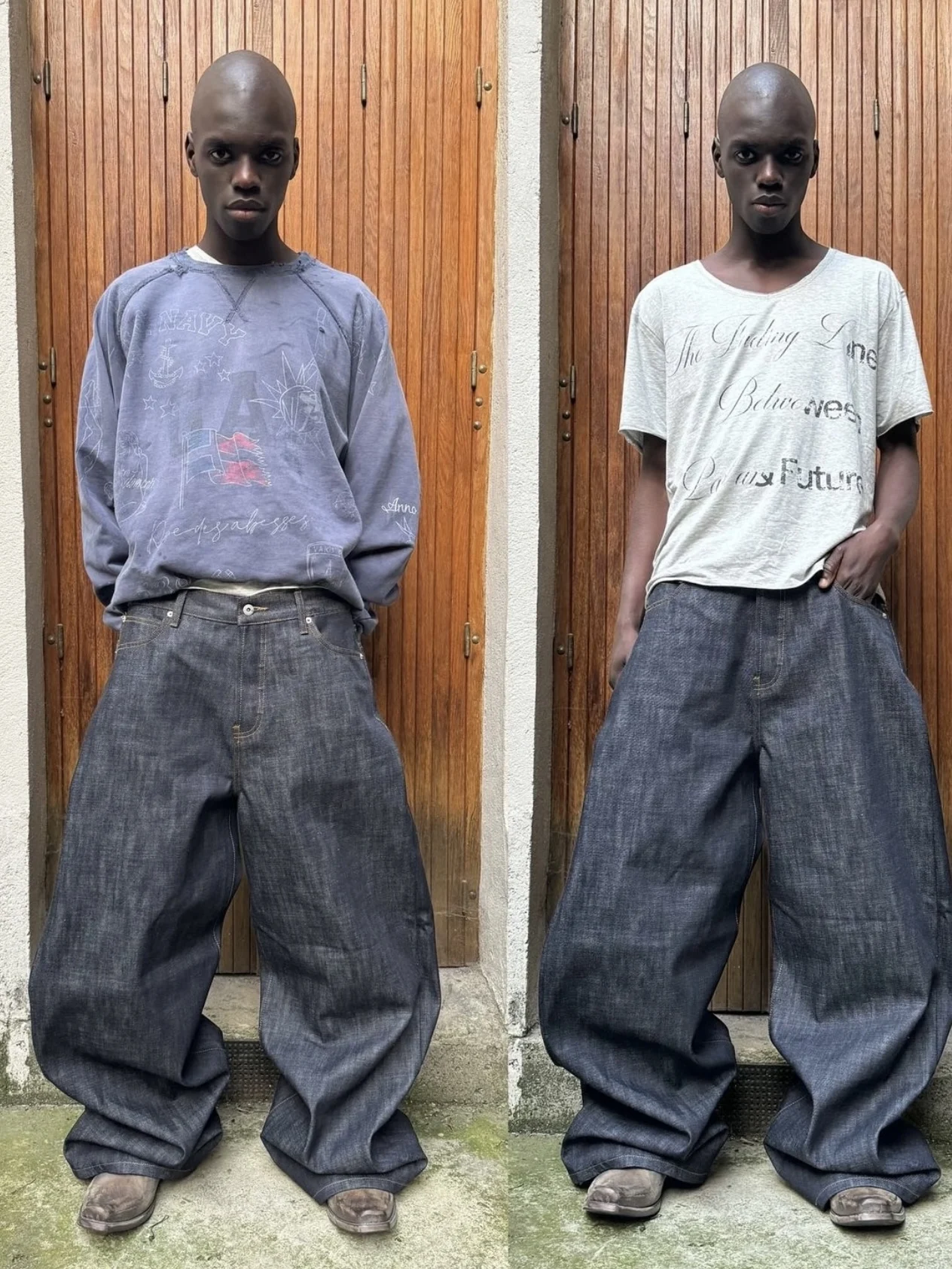 

No Faith Studios Vintage Low Cut Waed fiti Print round Ne Sweatirt Cotton Casual Sle for Students And Couples