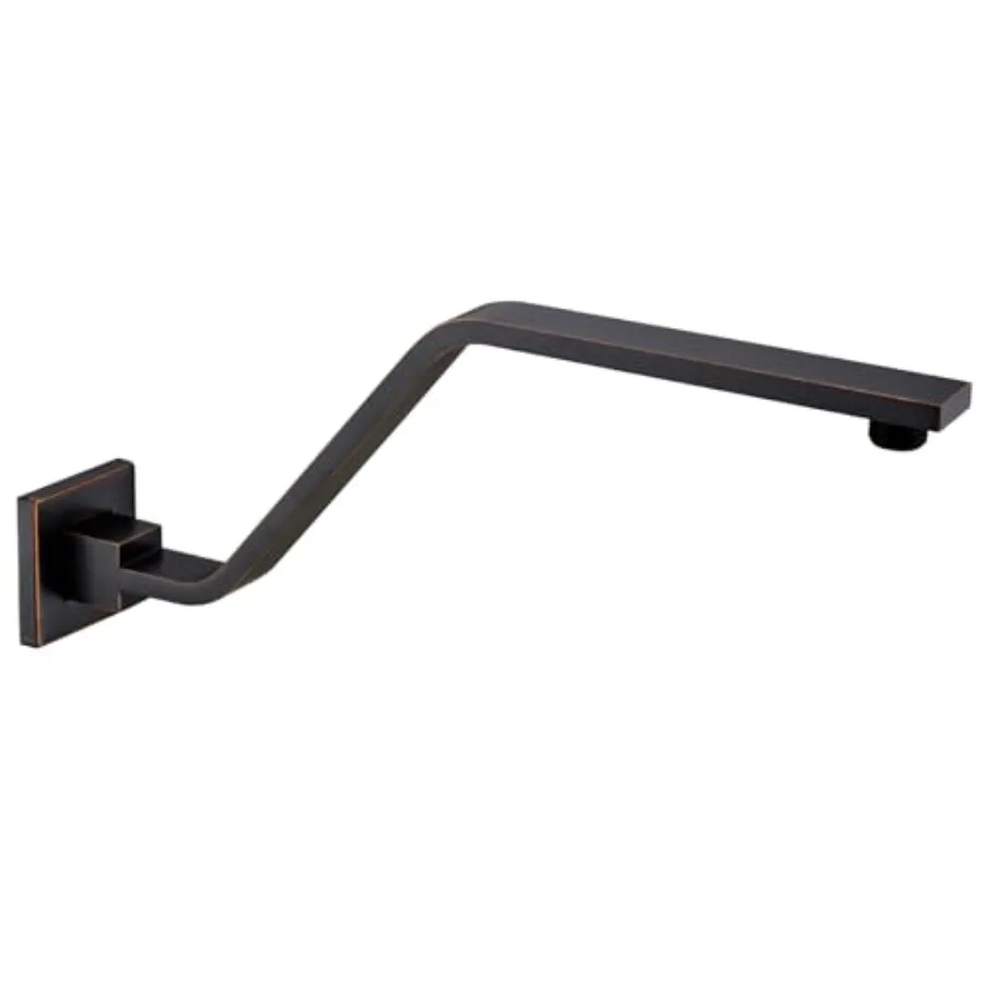 

16 Inch S Shape Shower Head Arm Square Wall Mounted Shower Arm and Flange Included