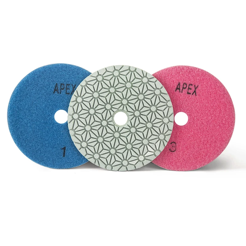 

3 Pcs 5 Inch 125mm Dry/wet Diamond 3 Steps Polishing Pads Diamond Granite Polishing Tool Marble Concrete Grinding random color