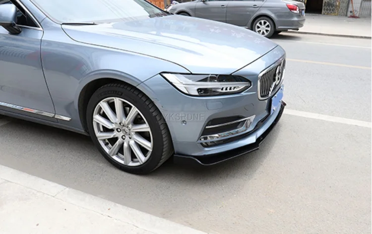 3Pcs For Volvo S90 2016 2017 2018 2019 Car Styling High Quality PP Material Front Spoiler Anterior Front lip Bumper Protector