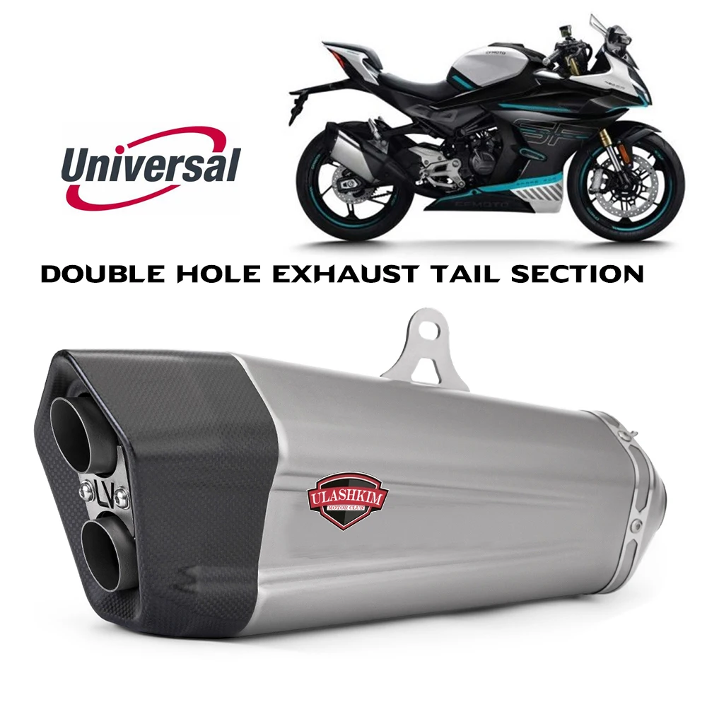 

Motorcycle Universal Exhaust Pipe Ninja 400 450SR MT09 Z900 LV20 Double Hole Exhaust Tail Section Muffler Exhaust System