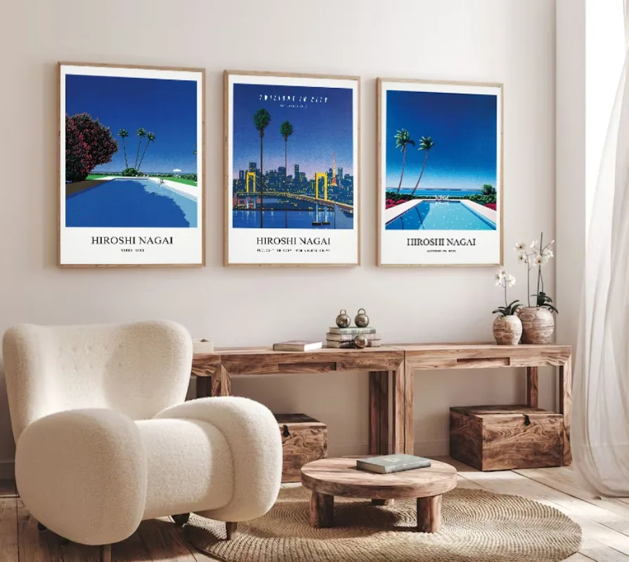 Hiroshi Nagai Vintage City View Series Poster Print Canvas Pictures Home for Living Room Wall Modern Decor Frameless Painting