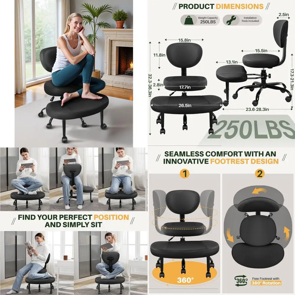 

Ergonomic Kneeling Chair with Adjustable Height and Wheels for Medical and Office Use