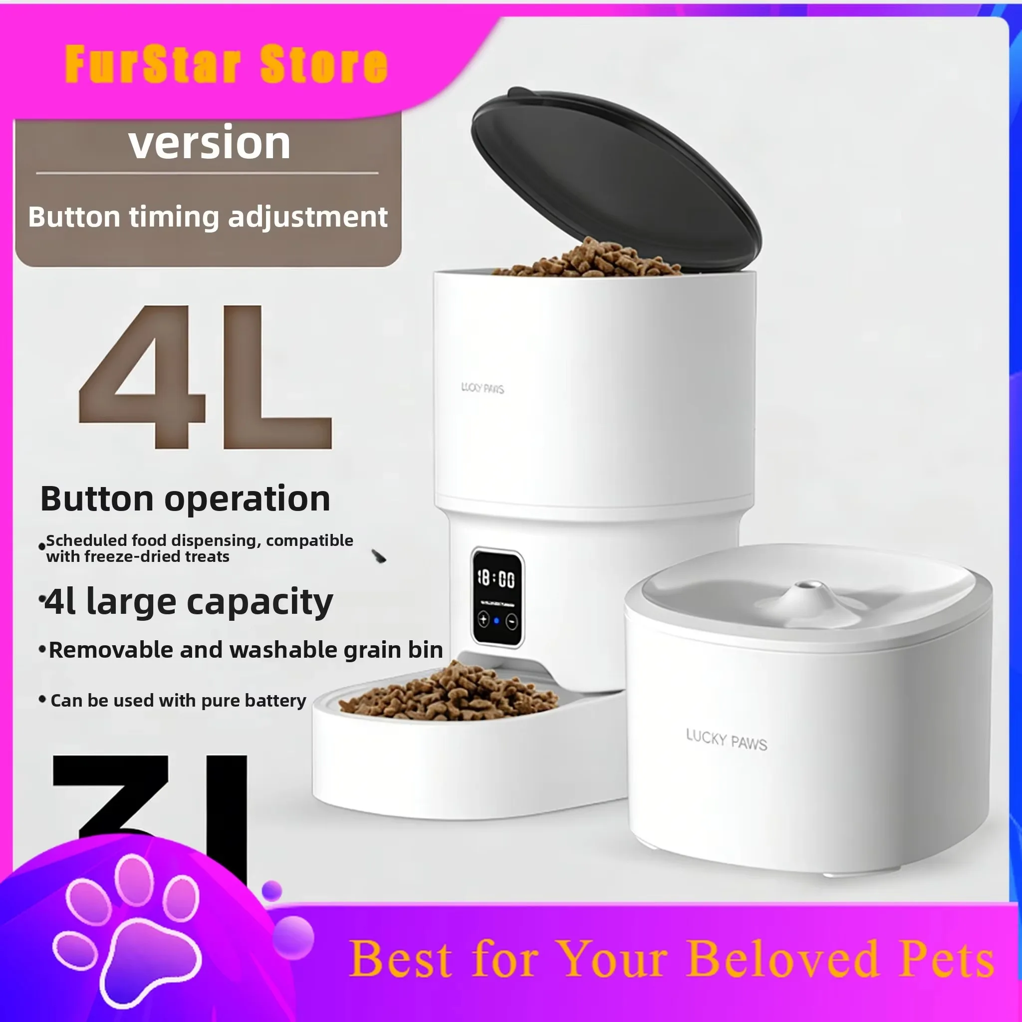 FurStarWiFi Pet Feeding Water Dispenser Combo HD Monitor Timed Quantitative Feeding Large Automatic Circulation Water Fountain