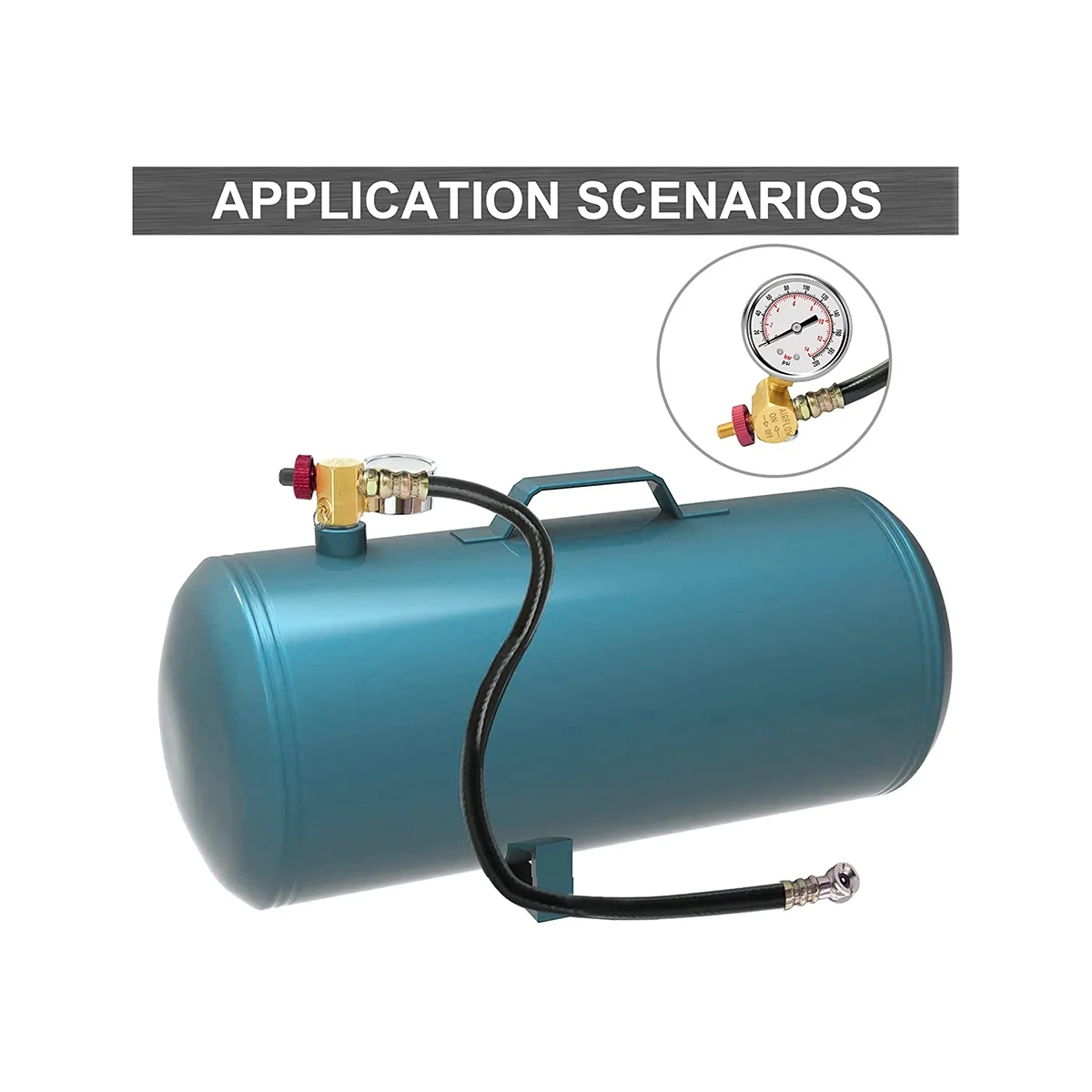 Air Tank Valve Kit with Gauge, Air Tank Repair Kit Come with 2 Inch Pressure Gauge with 1/8 Inch NPT, 4 Ft Air Hose