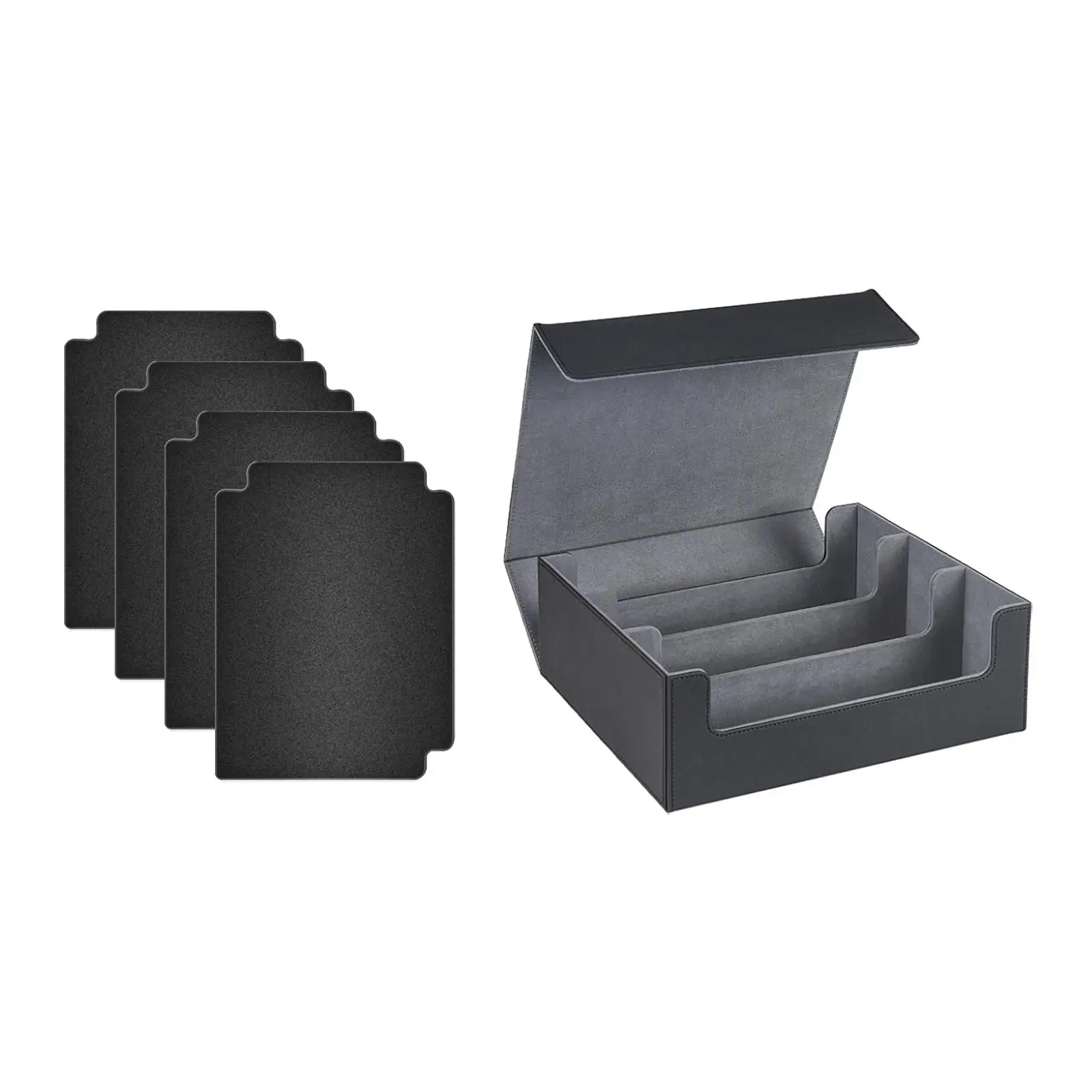 Premium PU Leather Trading Card Deck Box Holder with Dividers for Organizing Sports Cards and Collection Card Games