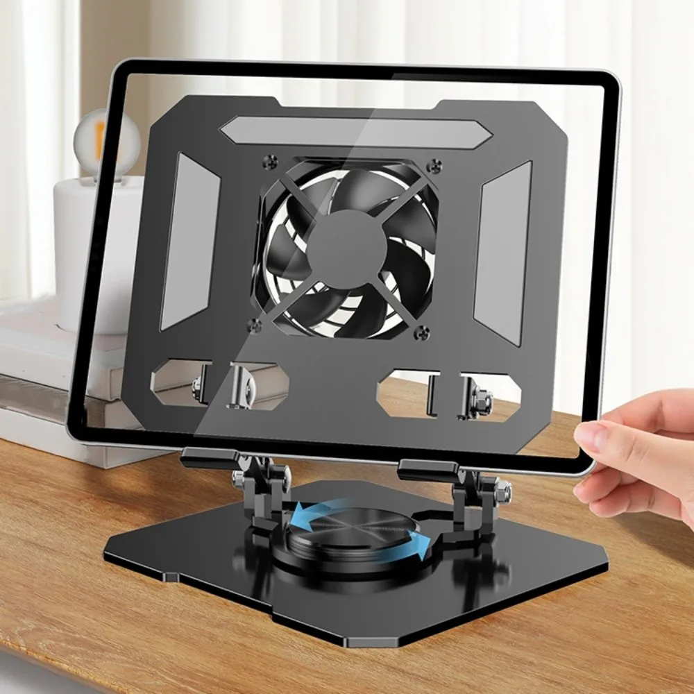 360 ° Rotatable Cooling Fan Tablet Bracket Adjustable Foldable Tablet Cooler Base Stand Cooling Heat Dissipation